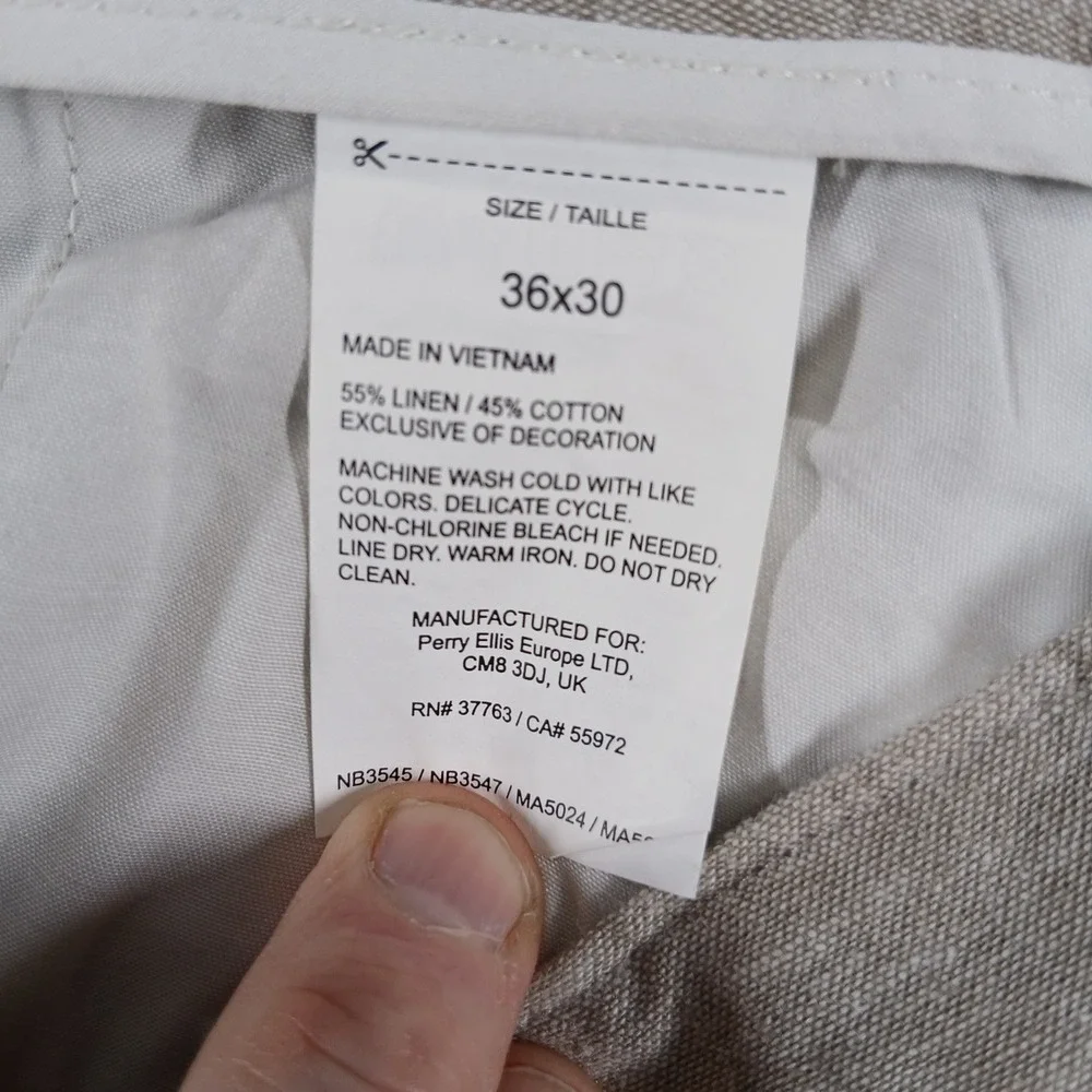 Perry Ellis Linen Blend‎ Flat Front Drawstring Casual Pants 36x30 Beige